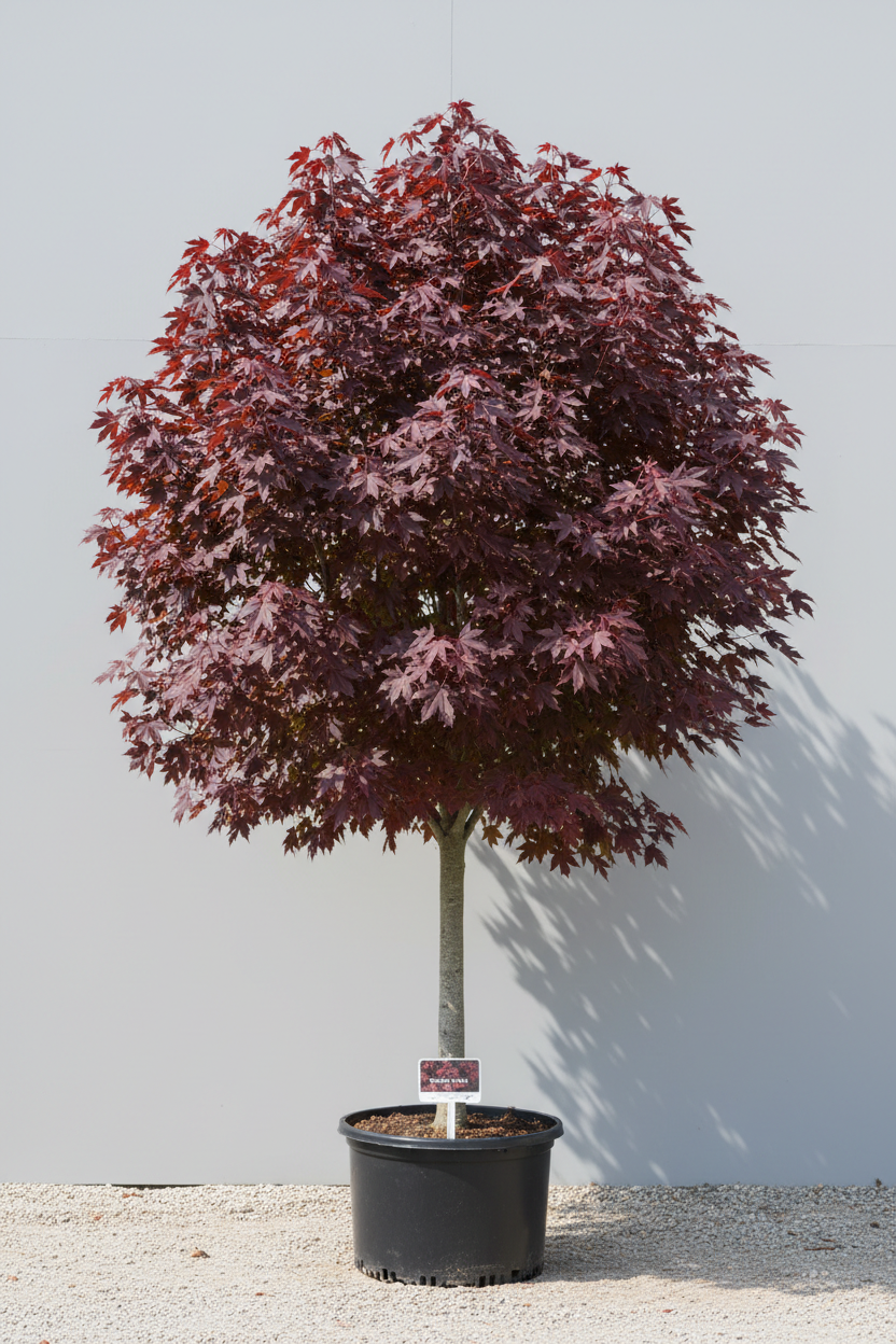 7 foot tall Crimson King Norway Maple in a 7 gallon container