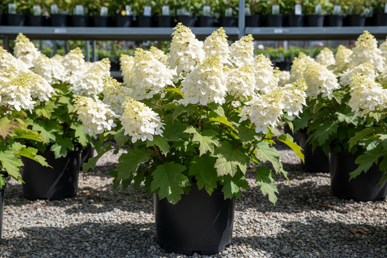 Munchkin Oakleaf Hydrangea nursery stock photo