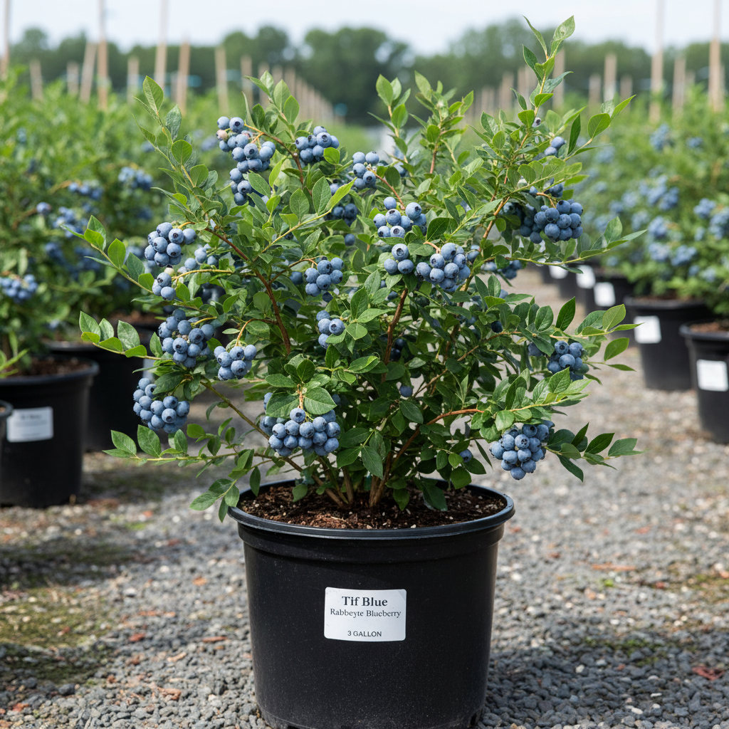 Tif Blue blueberry bush in 3-gallon nursery container