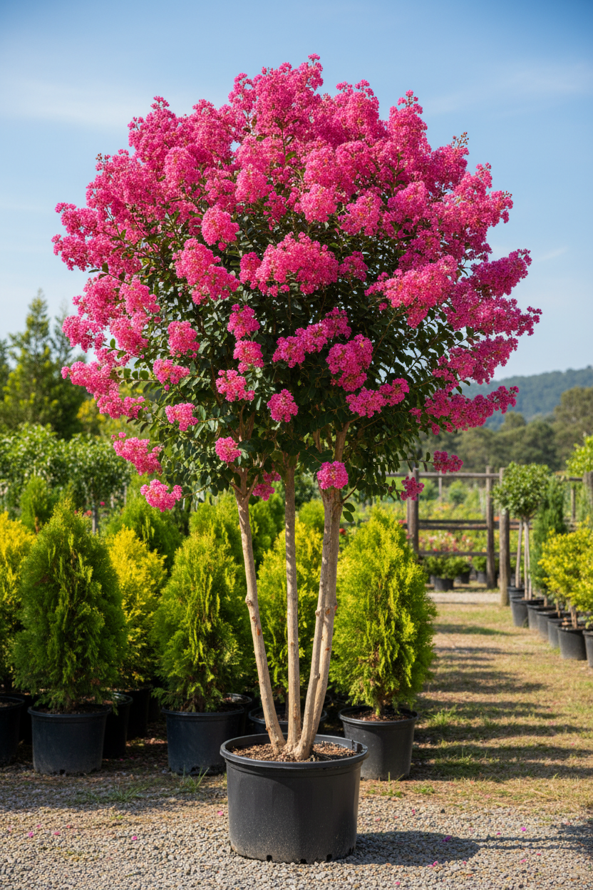 SIOUX Crape Myrtle pink blooms nursery stock