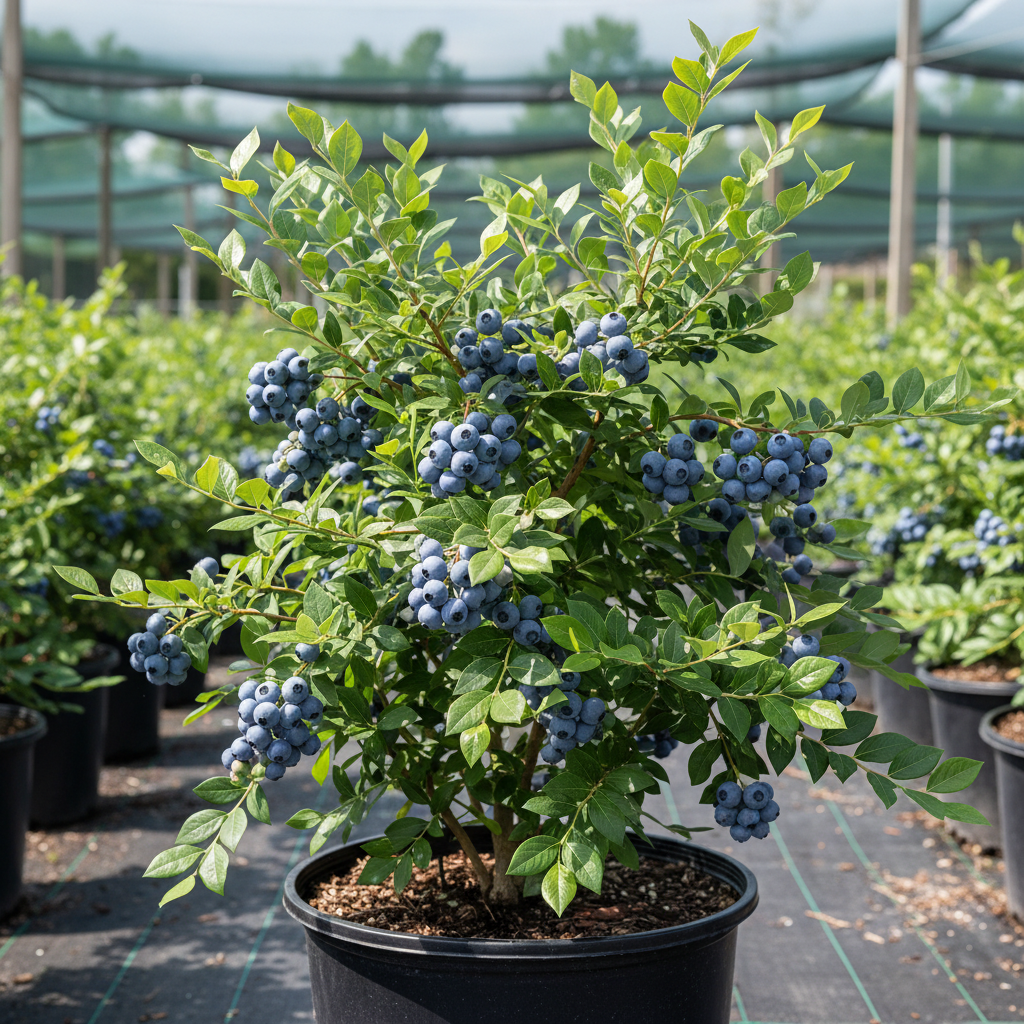 Brightwell blueberry bush in 3-gallon nursery container