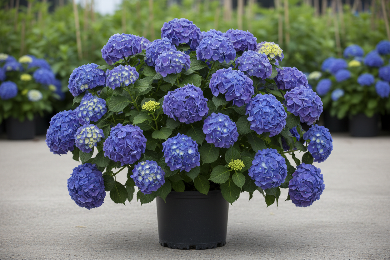 Let's Dance Rhythmic Blue Bigleaf Hydrangea in full bloom