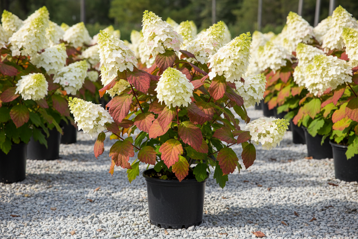 Autumn Reprise Oakleaf Hydrangea nursery stock photo