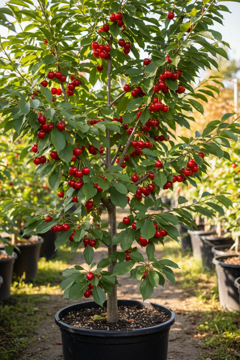Montmorency Sour Cherry tree in nursery container