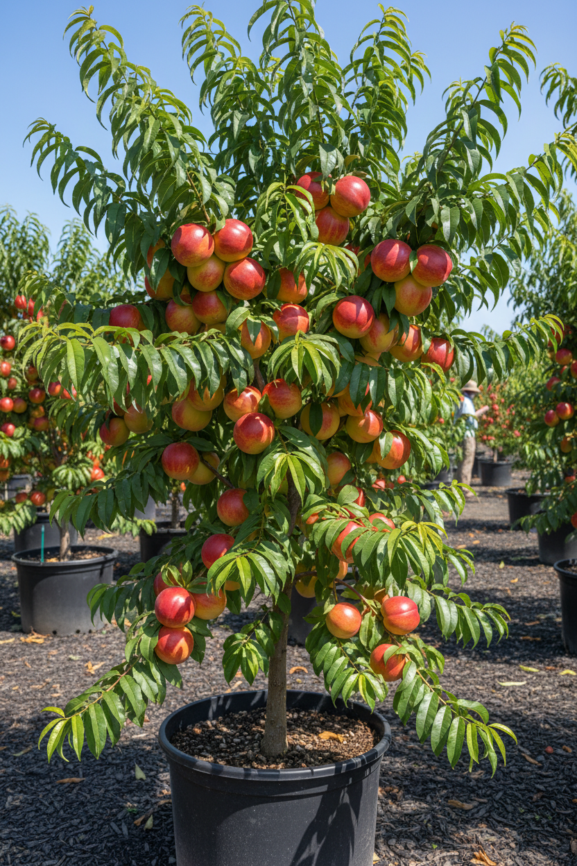 Amoore Nectarine tree in nursery container