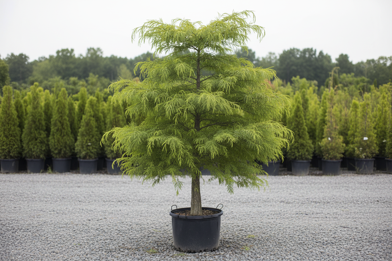 Bald Cypress on standard form, nursery stock